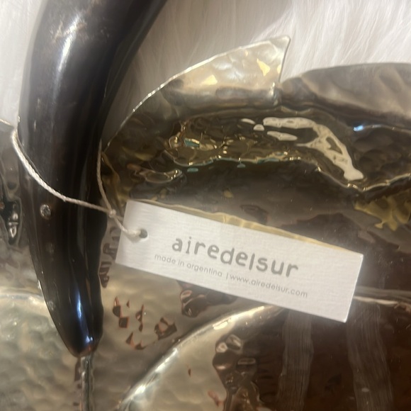 airedelsur Leaf serving Tray With Horn Signed 20.5” W X 13.5”H - Picture 4 of 12